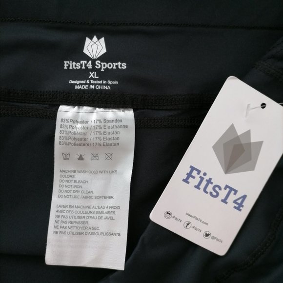 FitsT4 Sports Womens Black Pull On Stretch Ankle Athletic Leggings Size XL - Picture 5 of 6